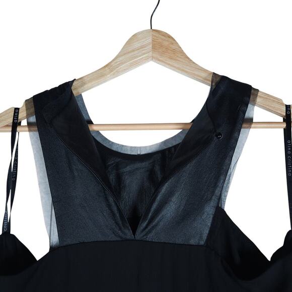 Atina Cristina Womens Tank Top M Black Asymmetrical Sheer Mesh Y2K Gothic Chic - Picture 11 of 15